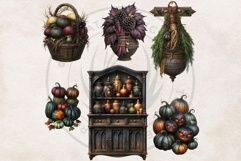 Mystic Alchemy Clipart - Gothic Witch Autumn Apothecary PNG Product Image 14