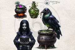 Mystic Alchemy Clipart - Gothic Witch Autumn Apothecary PNG Product Image 5