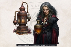 Mystic Alchemy Clipart - Gothic Witch Autumn Apothecary PNG Product Image 6