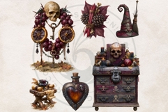 Mystic Alchemy Clipart - Gothic Witch Autumn Apothecary PNG Product Image 9