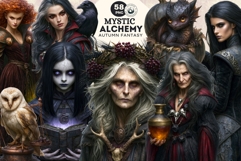 Mystic Alchemy Clipart - Gothic Witch Autumn Apothecary PNG Product Image 1