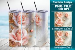 3D Rose Tumbler 20oz skinny wrap design, Tumbler design Product Image 1