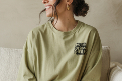 Women Green Cozy Sweatshirt Mockup PSD JPG Product Image 1