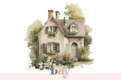 Watercolor Cottage House Clipart, Transparent PNG Product Image 1