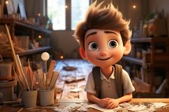 3D Character Child Boy Sweeper with relevant environment Product Image 1