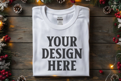Gildan 64000 White Folded Christmas Flat Lay T-shirt Product Image 1