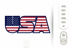 4th of July - USA Lettering SVG File/ USA Flag Product Image 1
