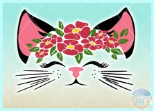 Cat Face With Flower Headband SVG | Cat SVG Product Image 3