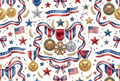 military medals stars and red white blue ribbons, Memorial D Product Image 1
