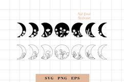 Moon phases svg, Celestial svg File, Floral moon svg Product Image 1