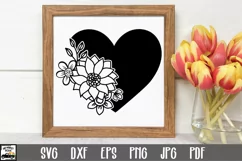 Heart SVG File - Flowers SVG File - Heart with Flowers SVG Product Image 1