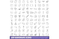 100 hardware icons set, outline style Product Image 1
