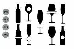 Wine glass svg, Wine svg Wine glass monogram svg, bottle. Product Image 2