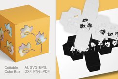 Cuttable Cube Treat Box with Leaves Shape Holes SVG Product Image 3