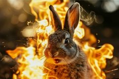 Intense Angry rabbit fire. Generate Ai Product Image 1