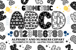 Geometric Alphabet png clipart, geometric doodle letters Product Image 1