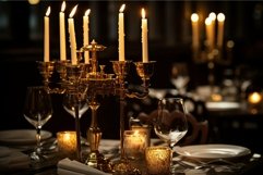 Elegant Table candles restaurant. Generate Ai Product Image 1