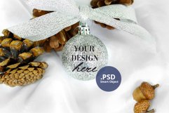 Silver Glitter Ornament Mockup, Glitter Gray Bauble Mockup Product Image 1
