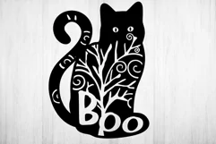 Boo Black Cat svg, Halloween black cat svg cut file, cat svg Product Image 2