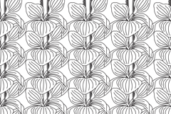 Line art botanical plantain bushes seamless pattern vector Product Image 1