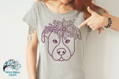 Floral Pitbull Dog SVG | Dog with Flowers SVG Cut File Product Image 2