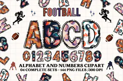 Football Alphabet clipart, soccer american letters doodle Product Image 1