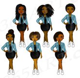 Black Woman Clipart Black Girl Clipart Denim Fashion PNG Product Image 2
