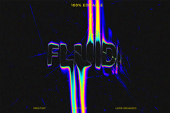 Vibrant, abstract FLUID text graphic with glitch effect. Product Image 1