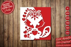 Papercut Baby Fox with Flowers and Hearts card cover Product Image 6