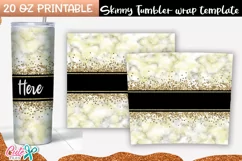 Gold marble 20 oz Skinny Tumbler wrap sublimation Product Image 2
