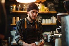 Approachable Attractive man barista. Generate Ai Product Image 1