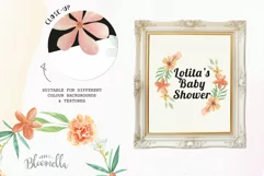 Autumnal Watercolor Floral Wreath Garlands Flowers Red Peach Product Image 2
