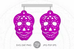 Skull earrings SVG, Laser cut file, Day of the dead Product Image 1