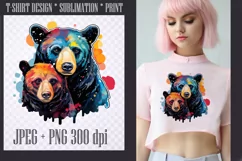 Bright watercolor grizzly bear,transparent PNG/JPEG Product Image 1
