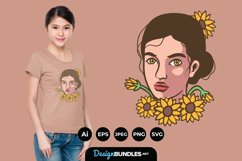 Sunflowers Woman for T-Shirt Design Product Image 1