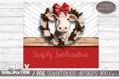3D Christmas Cow Sublimation Skinny Tumbler Wrap| 20oz | Png Product Image 4
