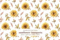 Watercolor sunflower seamless patterns- PNG, JPEG Product Image 2