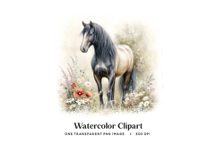 Watercolor Horse Floral Meadow PNG Clipart Product Image 1