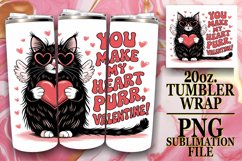 Bright Nights 20oz tumbler wrap, Valentines Cat Product Image 1