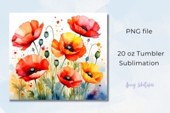 California Poppy Tumbler Wrap 20 oz Skinny Sublimation PNG Product Image 2