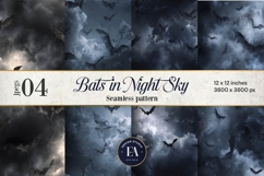 Bats Night Sky Pattern, Dark Gothic Bat Seamless Paper Product Image 1