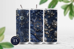 Navy Crystal Embroidery | Luxury Denim Fabric Texture Product Image 2