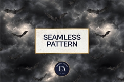 Bats Night Sky Pattern, Dark Gothic Bat Seamless Paper Product Image 3