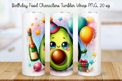 Birthday Food Character Tumbler Wrap PNG 20 oz Product Image 1