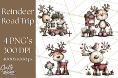 Homespun Christmas Reindeer Roadtrip PNG Clipart Product Image 1