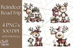 Homespun Christmas Reindeer Roadtrip PNG Clipart Product Image 1