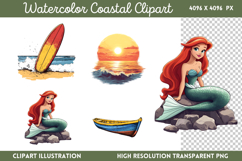 Watercolor Coastal Clipart PNG Product Image 1