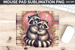 Watercolor Raccoon Mouse Pad Sublimation - Valentines PNG Product Image 1
