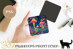 Neon Mushrooms Magnet PNG, Colorful Forest Magnet Design Product Image 1