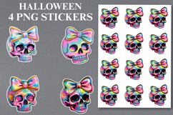 4 Halloween Skull Stickers Png | Printable Product Image 1
